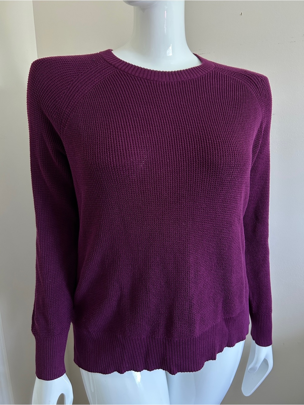 NWT Eddie Bauer Plum Cotton Crewneck Sweater, Size M